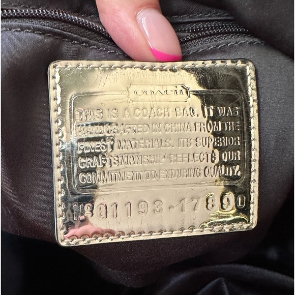 Coach Signature Poppy Tote Bag Purse Black/Gold/Silver G1193-17890 - Picture 2 of 9